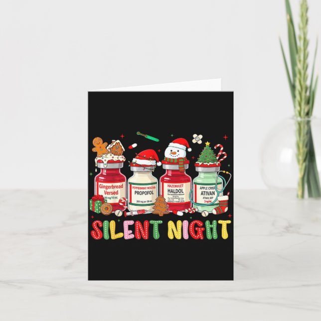 Carte Silent Night Funny Nurse Christmas Design  (Devant)