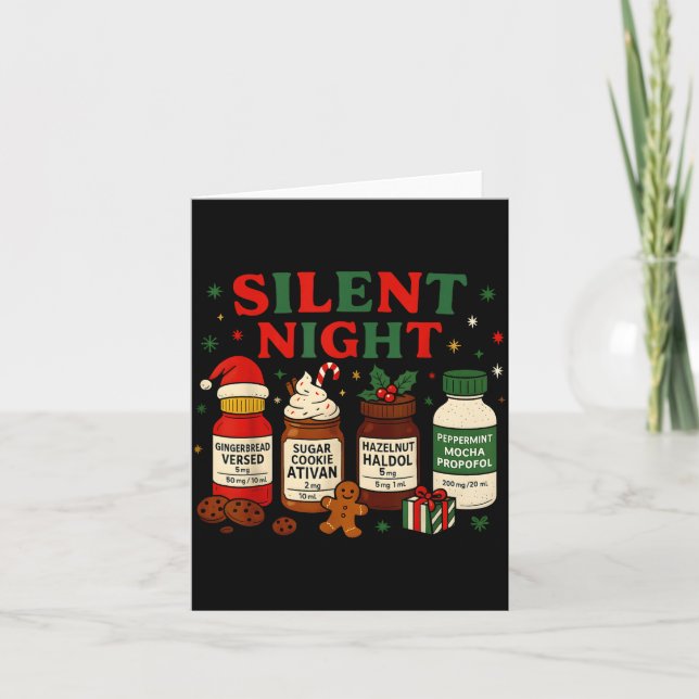 Carte Silent Night Profol Icu Nurse Funny Christmas Medi (Devant)