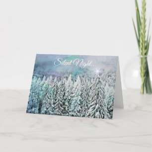 Carte Silent Night Snowy Trees Christmas Star Card
