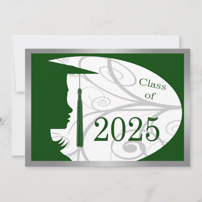 Carte Silhouette 2025 verte et argentée (Devant)