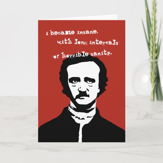 Carte Silhouette aliénée de citation d'Edgar Allan Poe (Devant)