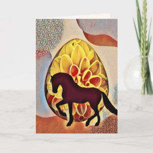 Carte Silhouette Cheval et Oeuf de Pâques Coloré Pâques
