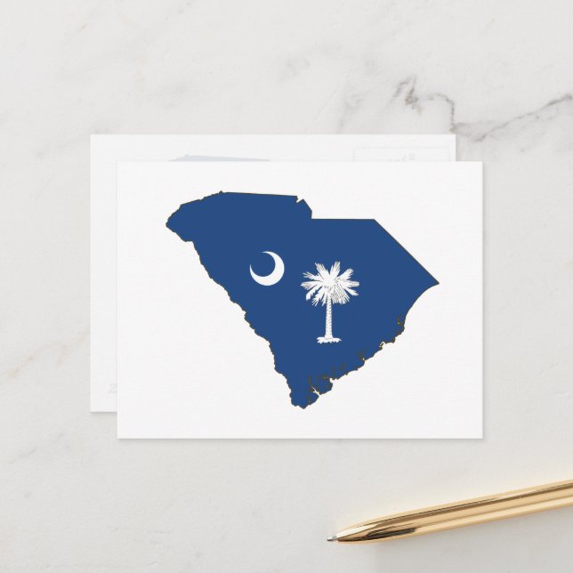 Carte Silhouette de Caroline du Sud Drapeau d'État (Devant/Arrière en situation)