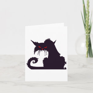 Carte Silhouette de chat noir maléfique aux yeux rouges