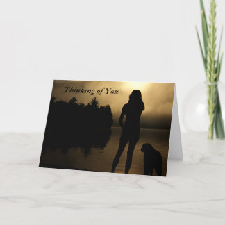 Carte Silhouette de chien et de lac woman