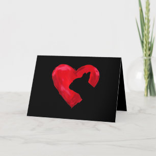 Carte Silhouette de cœur Saint-Valentin French Bulldog G