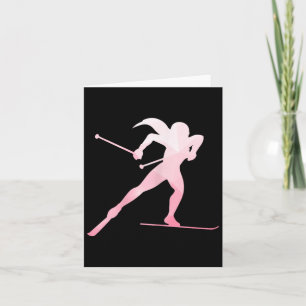 Carte Silhouette de fille ski de fond sports d'hiver
