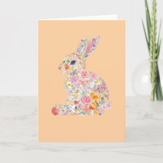 Carte Silhouette de lapin floral