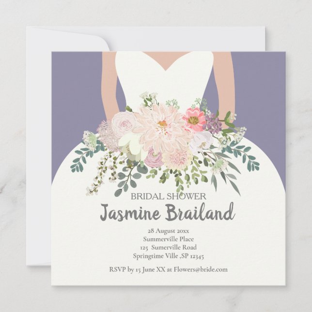 Carte Silhouette de mariée avec douche de mariée bouchée (Devant)