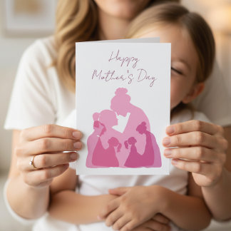 Carte Silhouette de mère et fille minimaliste élégante