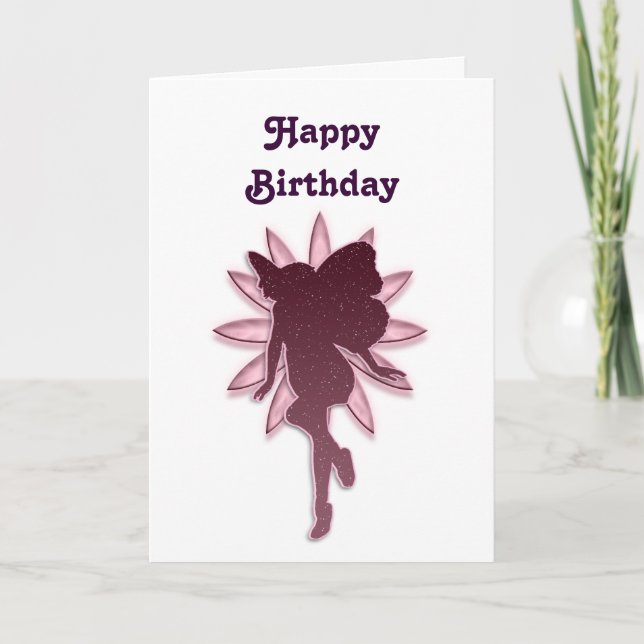 Carte Silhouette de Red Fairy and Pink Flower (Devant)
