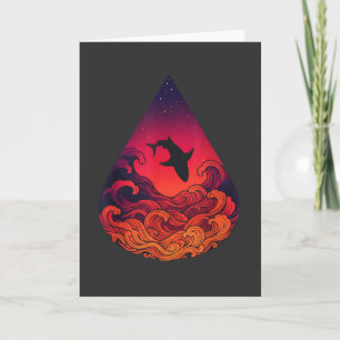 Carte Silhouette de requin au coucher du soleil Océan La