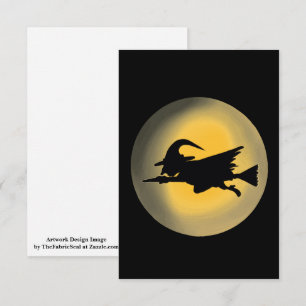 Carte Silhouette de sorcière méchante volante