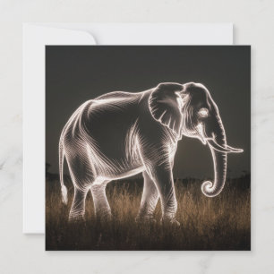 Carte Silhouette d'éléphant lumineux