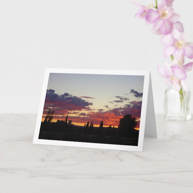 Carte Silhouette des arbres Coucher du soleil (Orchidée)