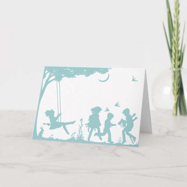 Carte Silhouette des enfants jouant (Devant)