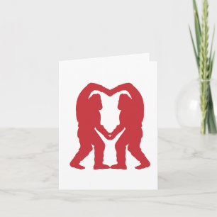 Carte Silhouette du coeur de Sasquatch rouge