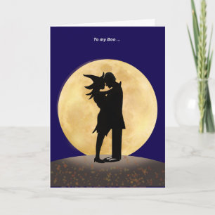 Carte Silhouette d'un embrassement de sorcière et de
