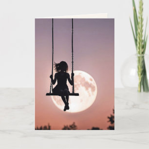 Carte Silhouette Girl à l'annee de neige