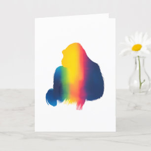 Carte Silhouette Gorilla Peinture Spray Colorée