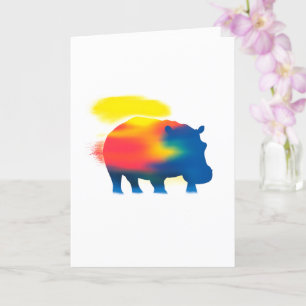 Carte Silhouette Hippopotamus Peinture Spray color