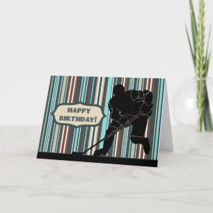 Carte Silhouette Hockey Player Happy Birthday
