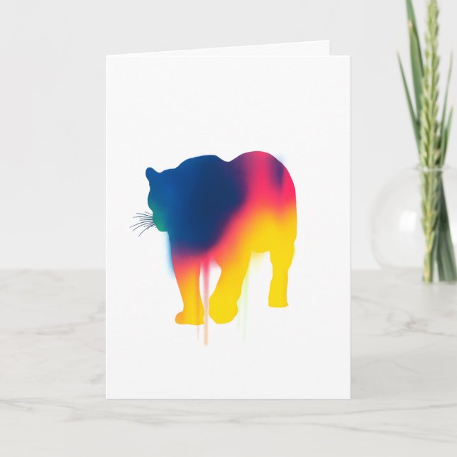 Carte Silhouette Leopard Peinture Spray Colorée (Devant)