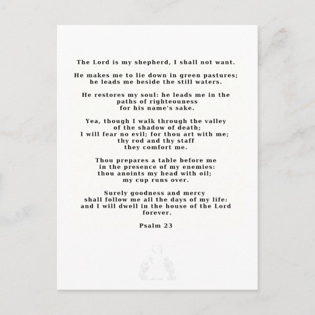 Carte Silhouette Mariage blanc 23e Psaume (Devant)
