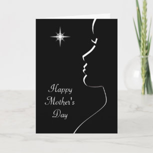 Carte Silhouette moderne en noir et blanc Fête des Mères