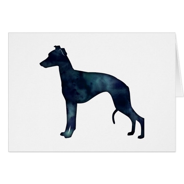 Carte Silhouette Noire Race Whippet (Devant horizontal)