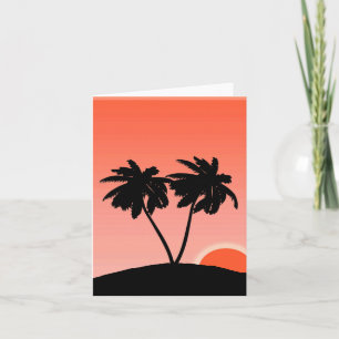 Carte Silhouette Palmier Contre Orange Coucher Du Soleil