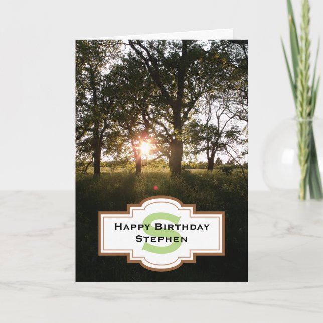 Carte Silhouette Trees Happy Birthday Monogram Card (Devant)