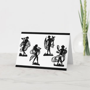 Carte silhouettes grecques antiques des Muses