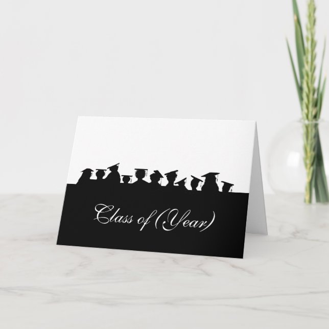 Carte Silhouettes noires des diplômés Personnaliser anné (Devant)