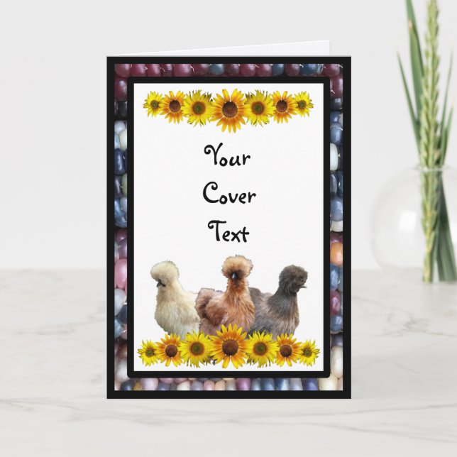 Carte Silkie Bantam Sunflower Rainbow Corn Salutation (Devant)