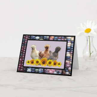 Carte Silkie Bantam Tournesols Arc-en-ciel Gem Corn Salu