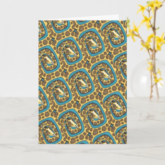Carte SILLEMENT GIRAFFE LONG COU ET SPOTS FUNNY FOLK Bla (Fleur jaune)