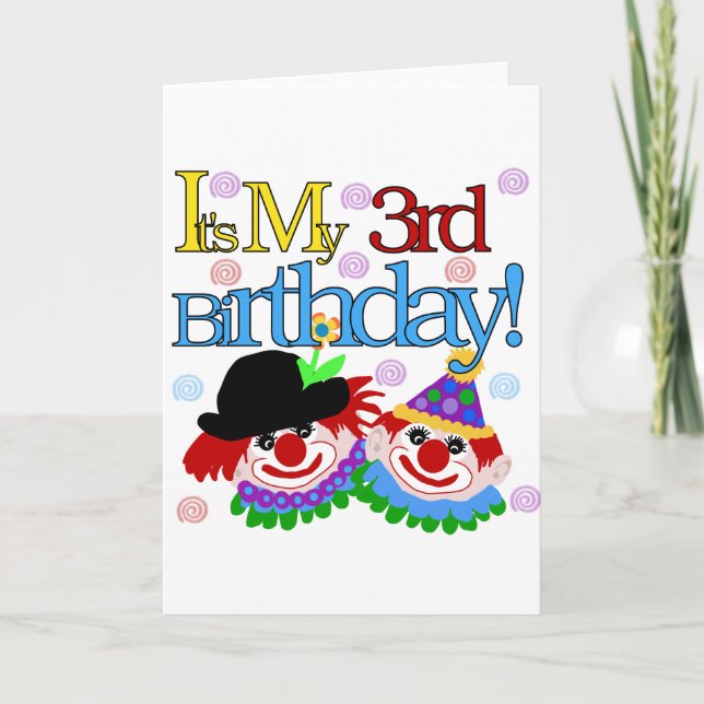 Carte Silly Clowns 3e Anniversaire Tshirts et cadeaux (Devant)