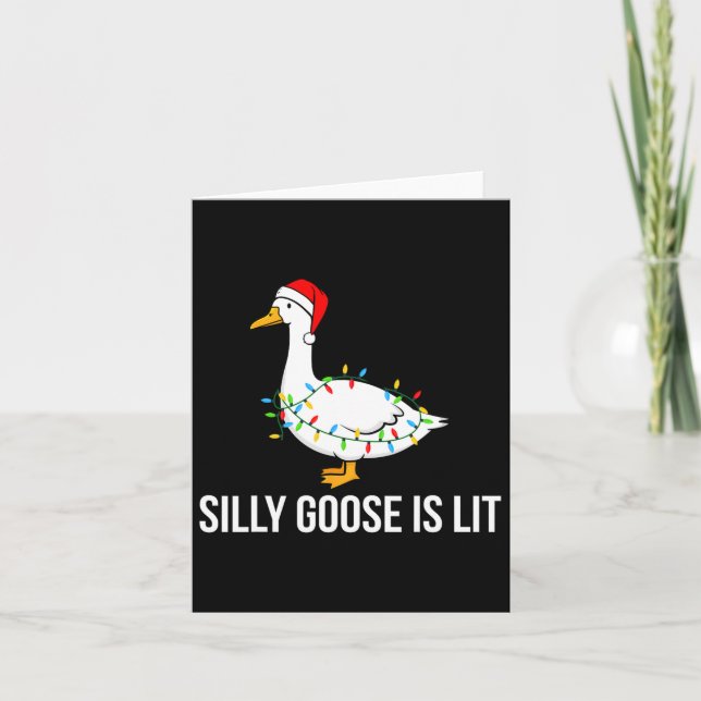Carte Silly Goose is Lit Funky Christmas Lights Père Noë (Devant)