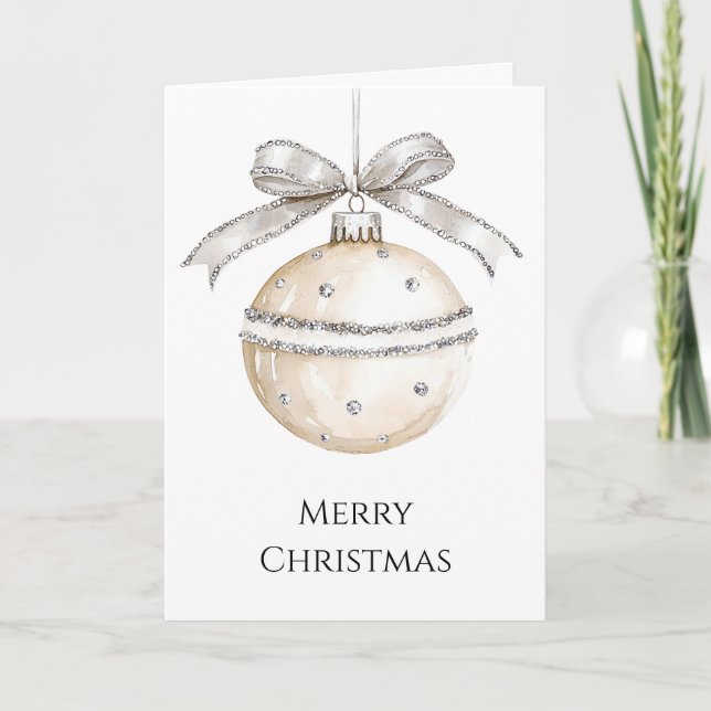 Carte Silver Cream Bows Ornaments Christmas (Devant)