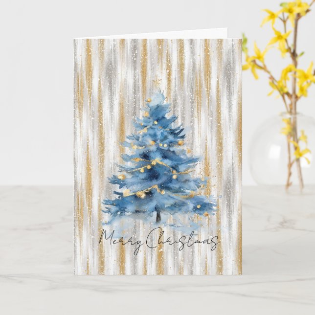 Carte Silver Gold Blue Christmas Tree (Fleur jaune)