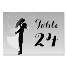 Carte Silver Ombre Silhouette Bride Et Table Groom