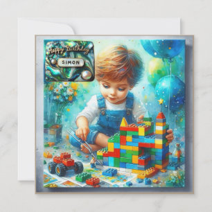 Carte SIMON ~ Joyeux Anniversaire ~ Briques de construct