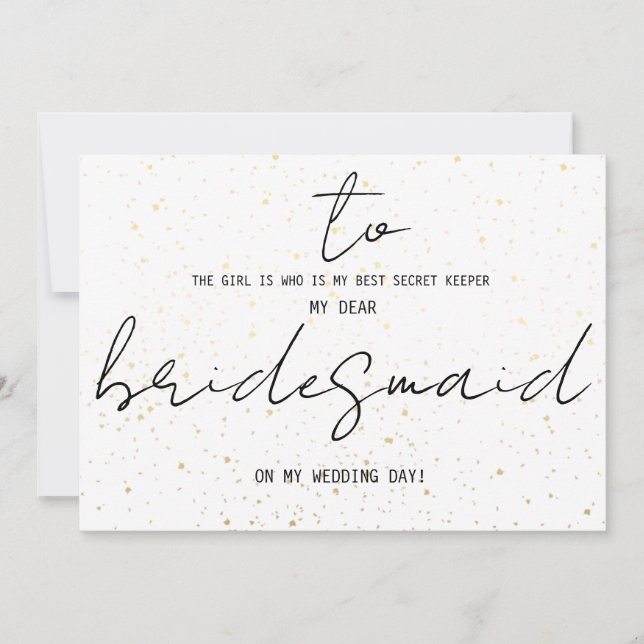 Carte Simple À Bridesmaid Le Jour De Mon Mariage Ajouter (Devant)