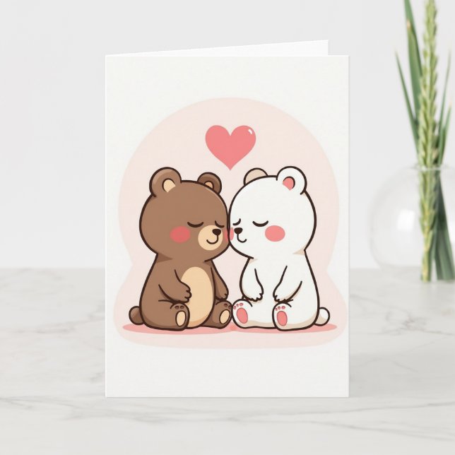 Carte Simple Amour Ours (Devant)
