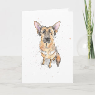 Carte Simple amusant mignon berger allemand chien Annive