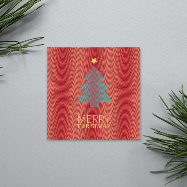 Carte Simple arbre de Noël Rouge et Vert rayures Trippy (Créateur téléchargé)