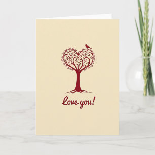 Carte simple arbre en forme de cœur avec « Je t'ai