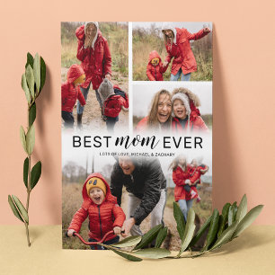 Carte Simple Best Mom Ever 4 Photo Fête des mères