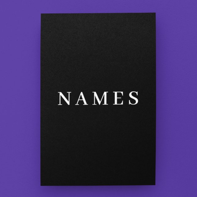 Carte Simple Black Custom Ajouter Votre Nom Élégant (Créateur téléchargé)